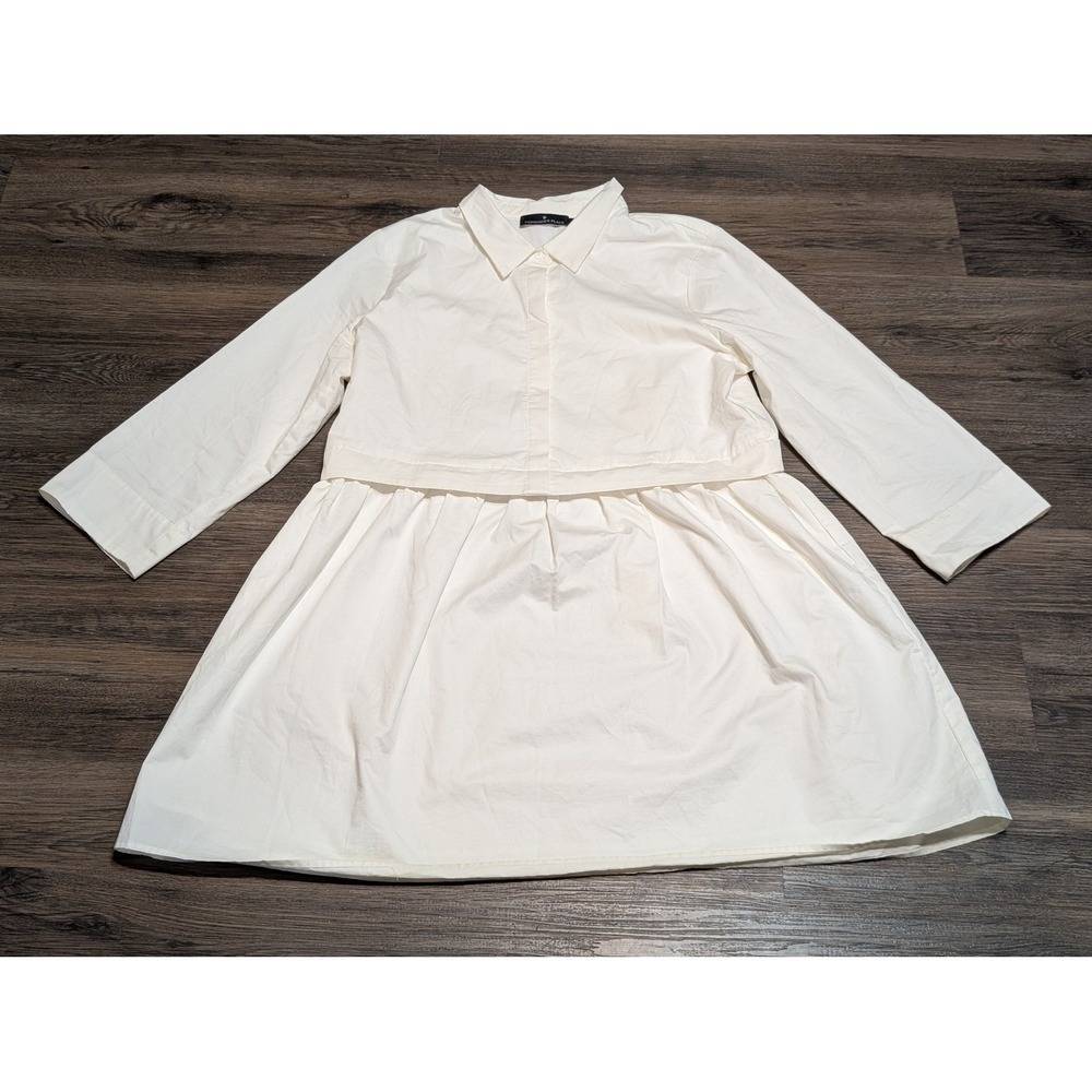 POMANDER PLACE Womens White Long Sleeve White Elia Shirt Dress Size L